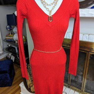Lady in Red- sweater dress M/L